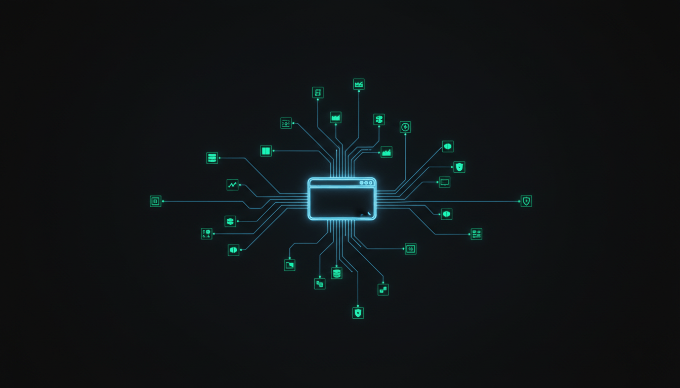 Chat window radiating connections to infrastructure tools