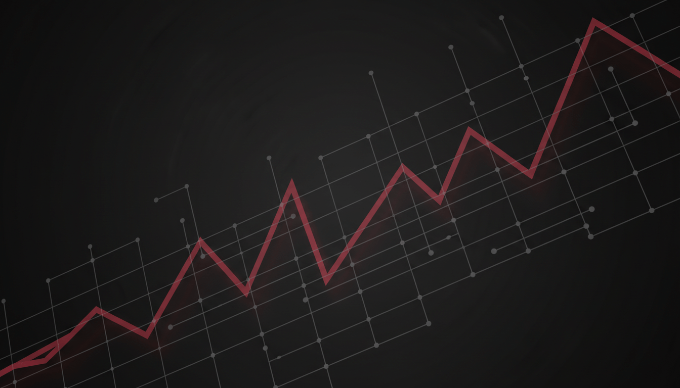 Angular chart patterns in red overlaid with grey audit grid