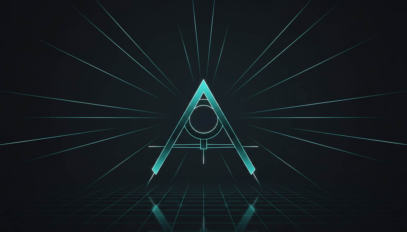 Geometric compass instrument in teal with angular measurement lines