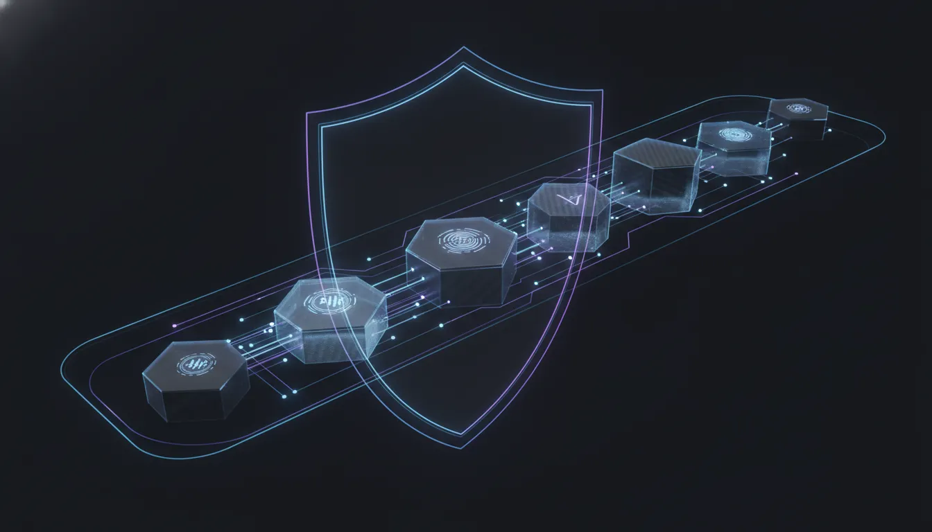 A single agent action leaving a sealed, hash-linked receipt behind it in the dark