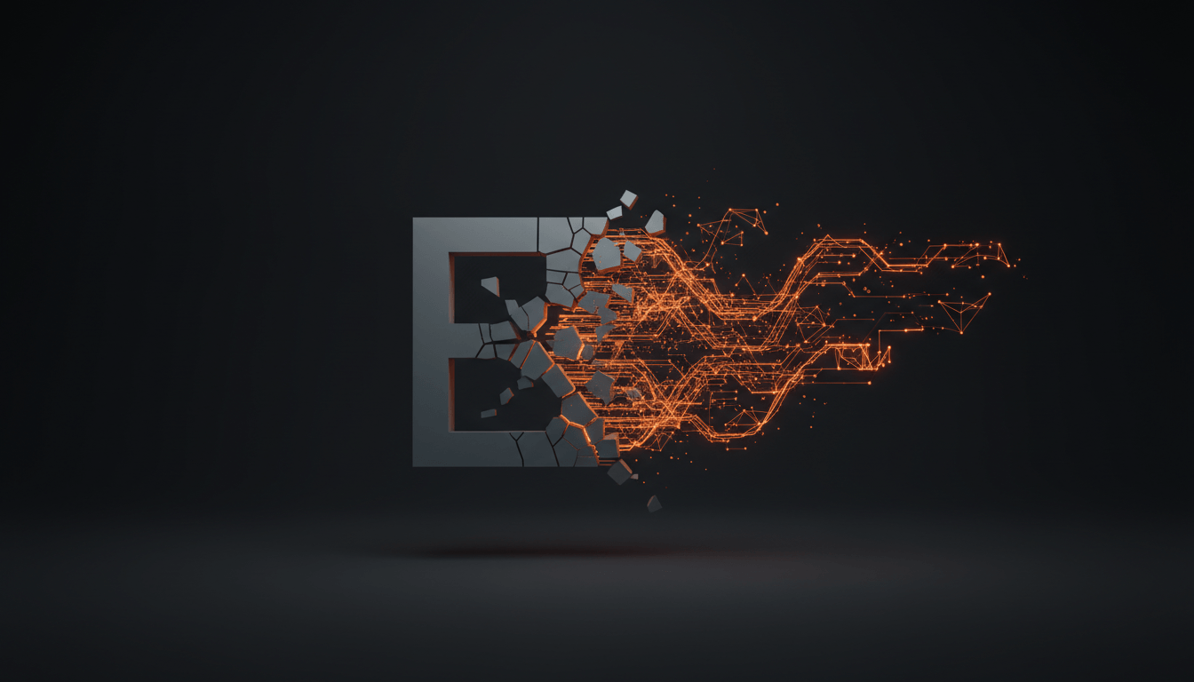 Rigid compliance framework cracking with orange data streams flowing through