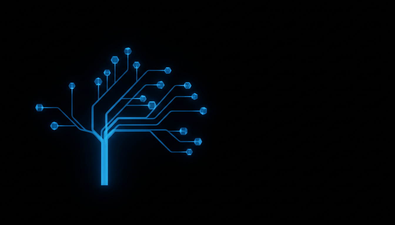 Branching taxonomy tree of AEE intent classifications in luminous blue