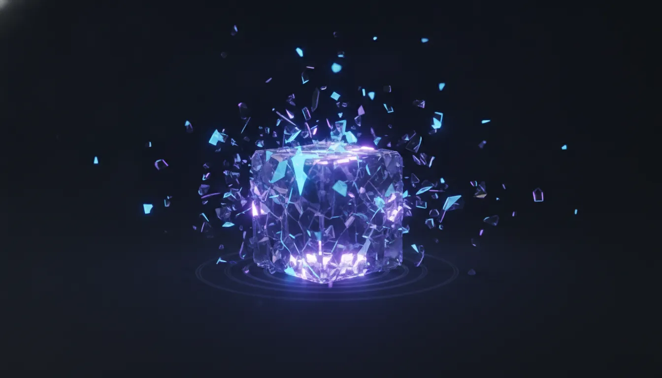 A skill file resolving through a chain of hashes into a single block, lit like a sealed stamp