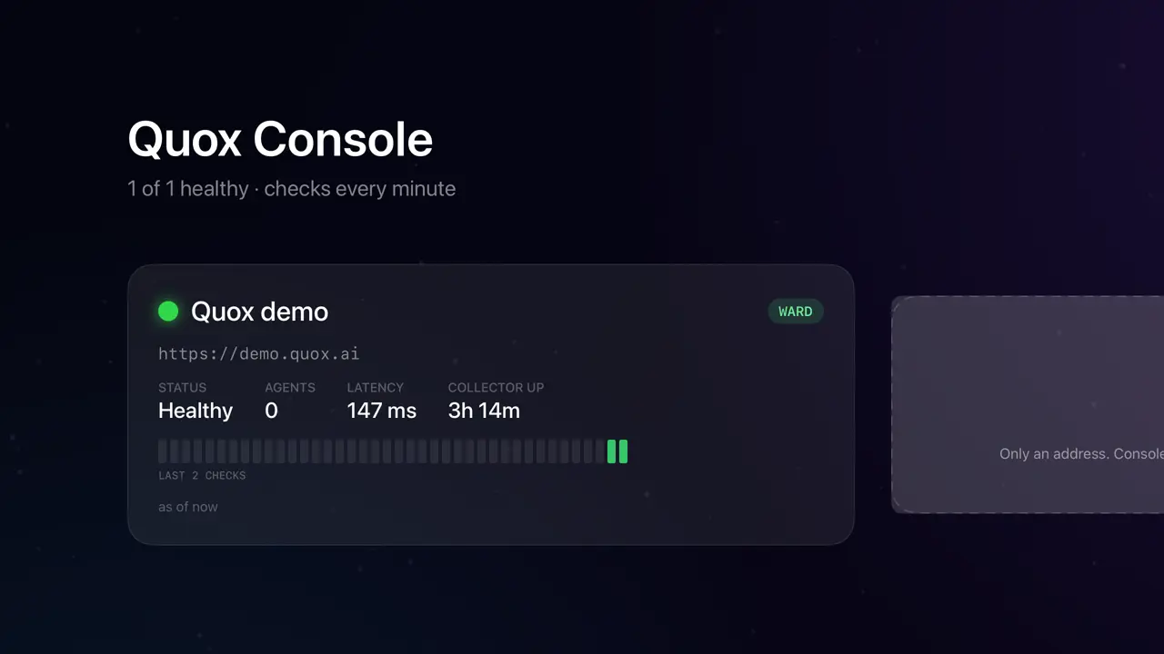 Quox Console estate dashboard on Apple TV