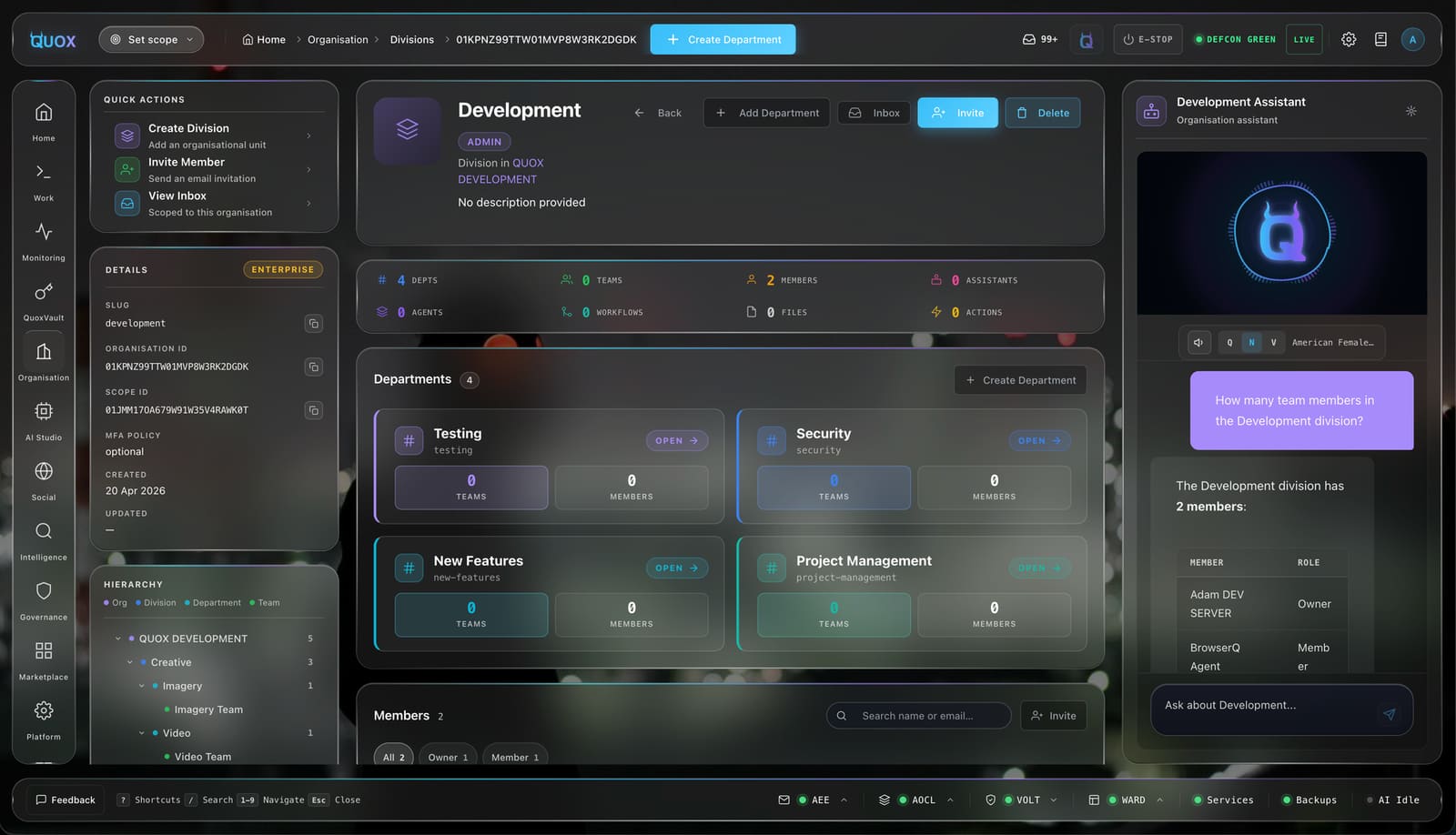 Division dashboard