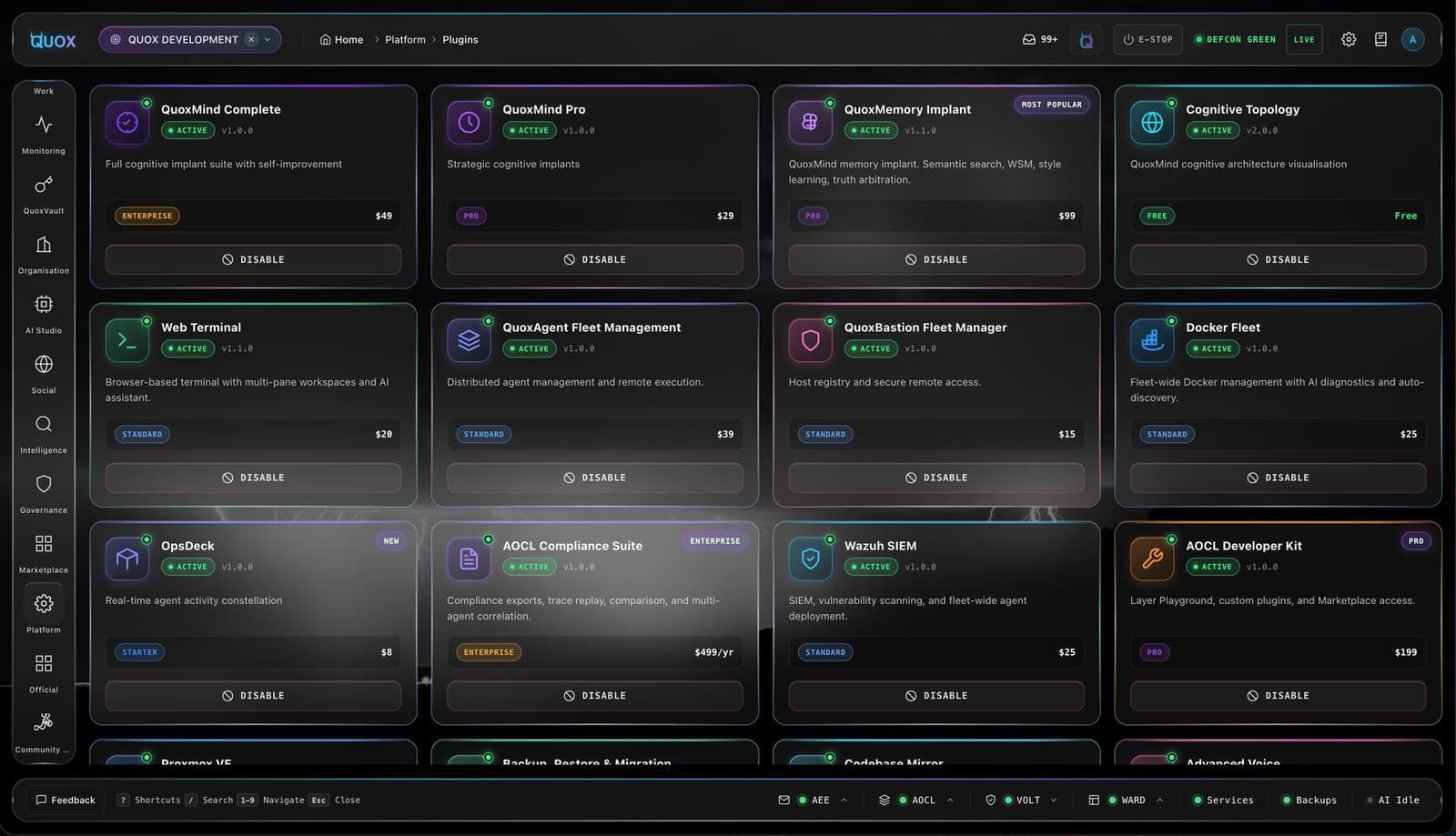 Plugins dashboard