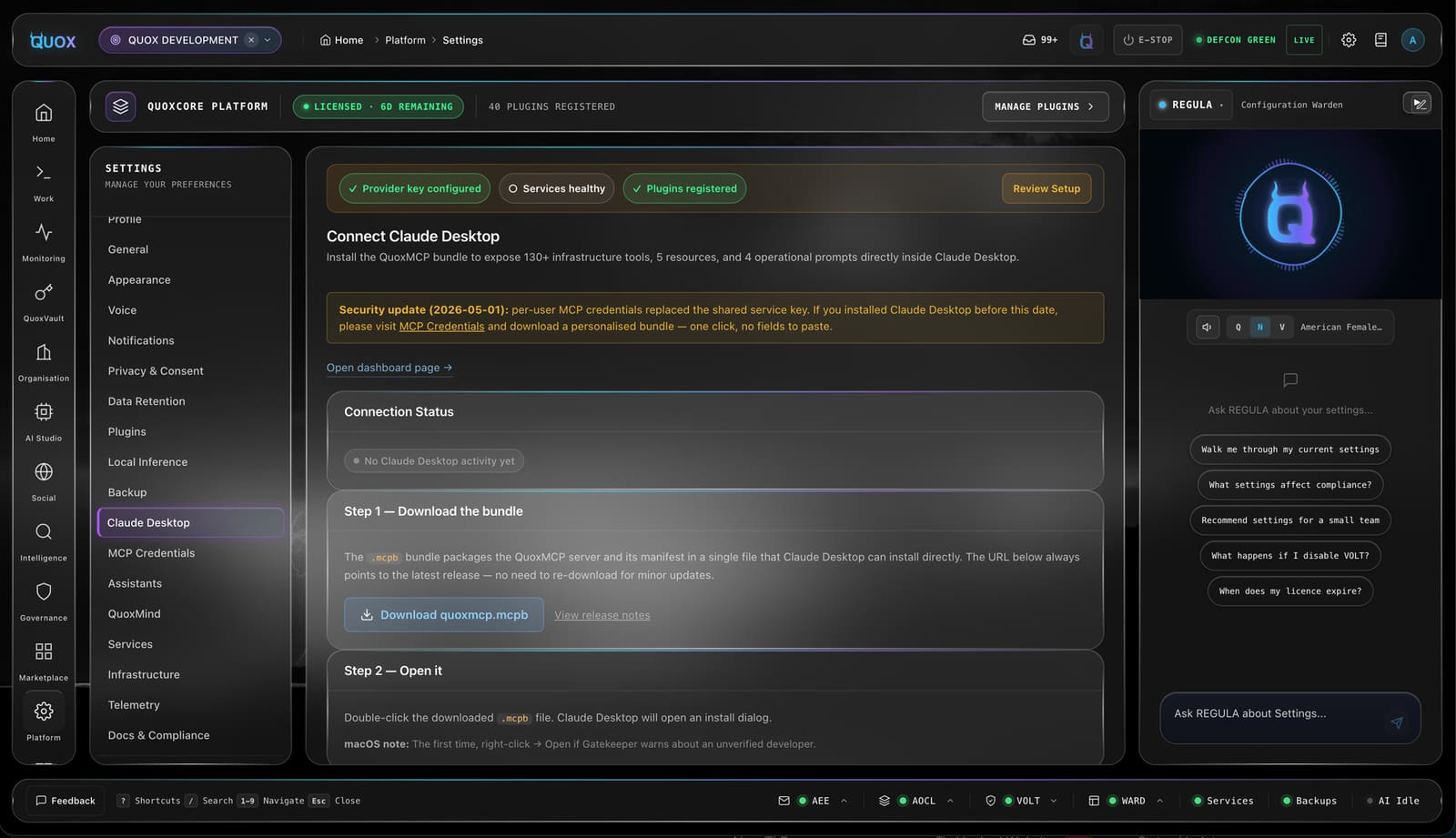 Claude Desktop QuoxMCP setup